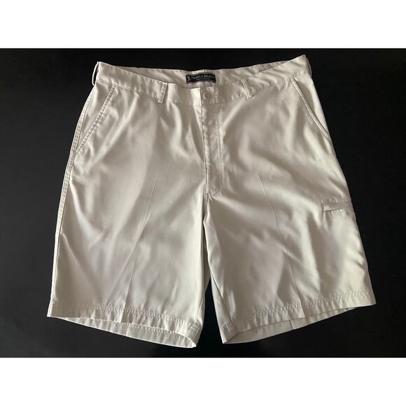 PEBBLE BEACH Performance Cream Flat Front Golf Shorts sz 38 - Picture 1 of 9